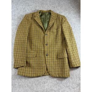 Vintage 90s First Avenue Michael Richard Blazer Jacket Mens 42 Green Houndstooth